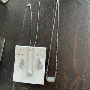 Kendra Scott Grey and silver necklaces and earring set